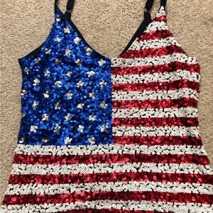 Chance or Fate Sequin American Flag Tank Top - Red, White, Blue